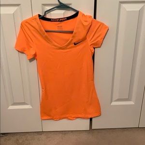 Nike pro Neon orange workout v neck